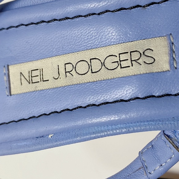 Neil J. Rodgers Janel Blue Italian Nappa Leather Kitten Heel Sandals 55mm Italy - Picture 9 of 11